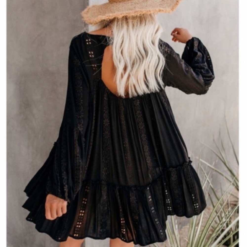 FREE PEOPLE Kiss Kiss Embroidered Lace Swing Tunic